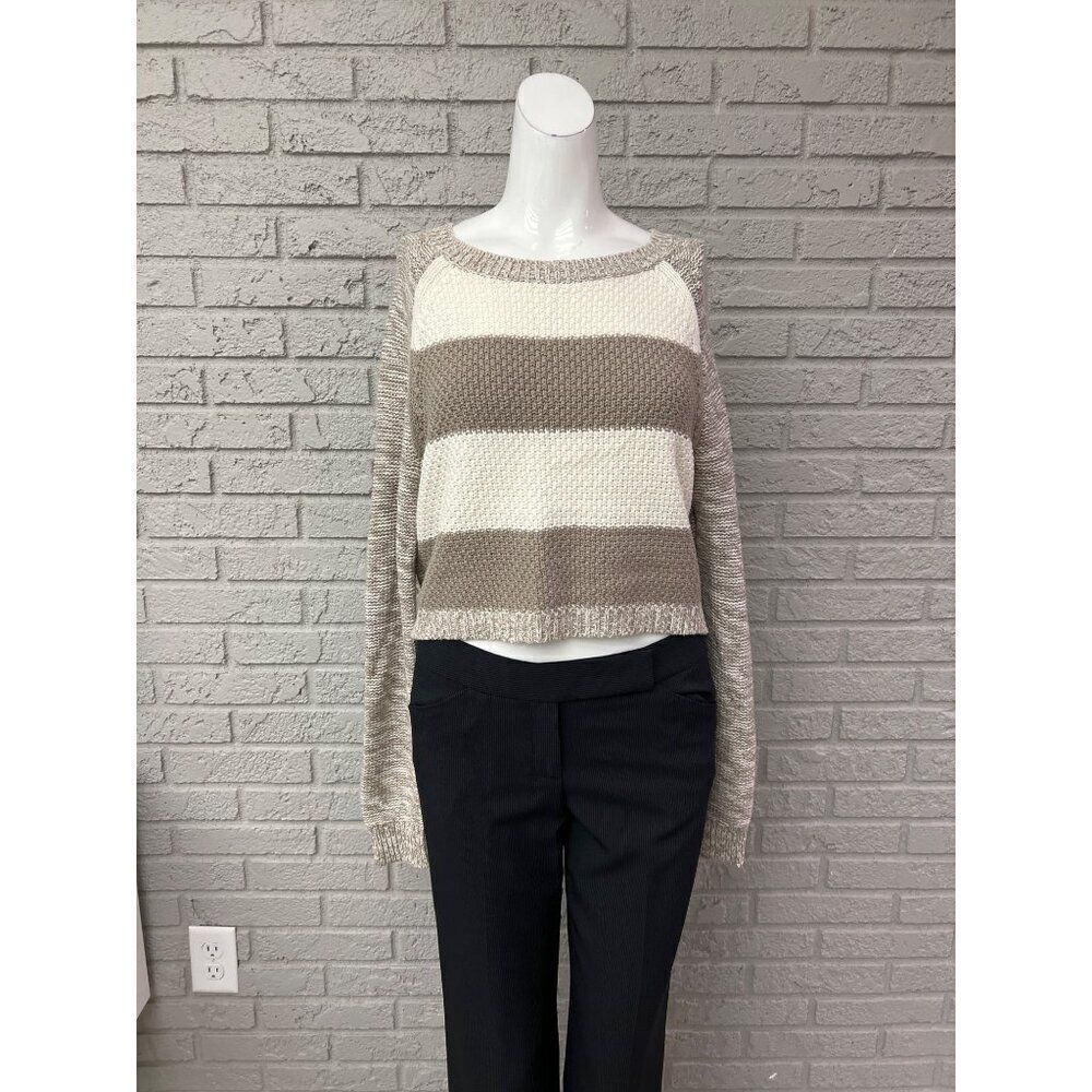 Express Women Cropped Colorblock Long Sleeve Sweater Size S